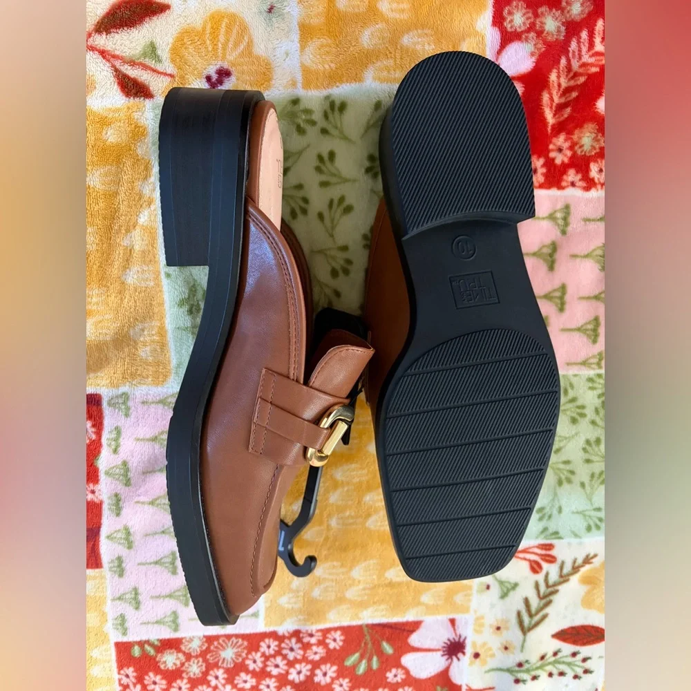 ❤️Time&Tru Women's Backless Loafer Size 10 NWT MemoryFoam 
 Brown&Gold Horsebit - Picture 8 of 10